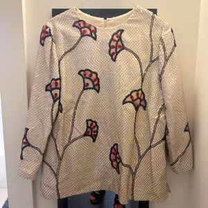 Vintage Sequined Shirt with Beaded Flowers